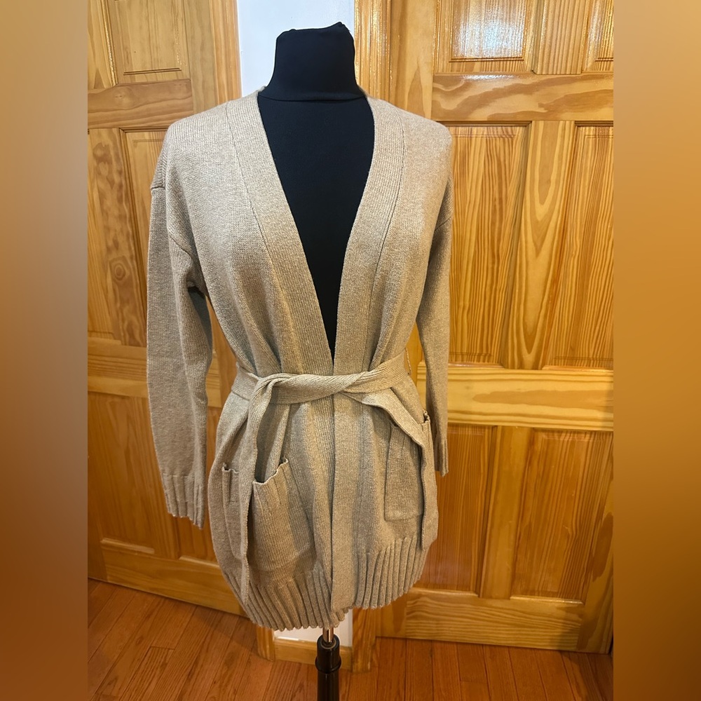 LOFT Women's Tan Belted Cardigan Size Small in excellent condition - Picture 2 of 15